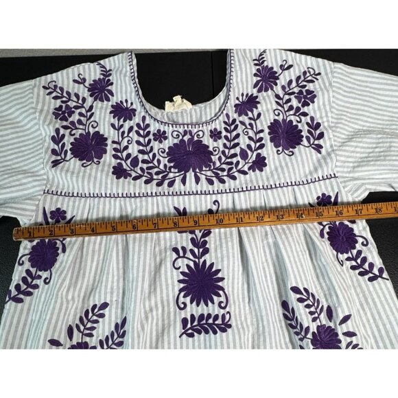 Layerz‎ Clothing short sleeve striped boho top Womens Small Gray White Purple - Picture 3 of 8